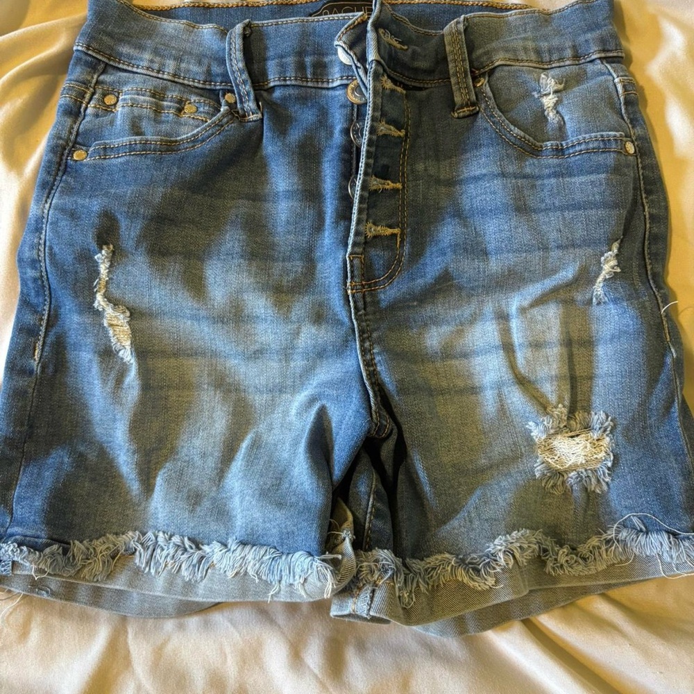 RACHEL Rachel Roy Light Blue Distressed Jean Shorts